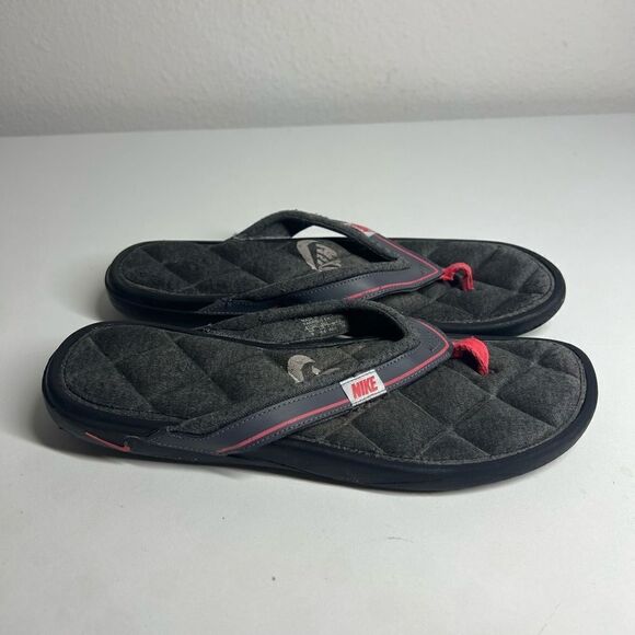 Nike Flip flops Sandals Women’s Size 9 Quilted Sole Thong Gray Pink - Picture 2 of 9